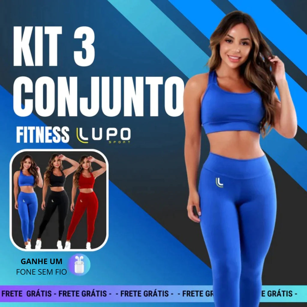 Kit 3 Conjuntos de Fitness Calça + Top Suplex Lupo